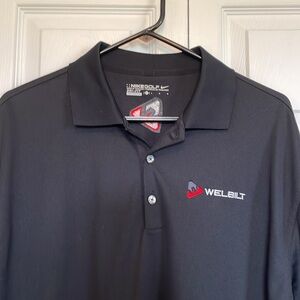 NWT Mens L NikeGolf Black Long Sleeve Polo Shirt DriFit stay cool welbilt logo